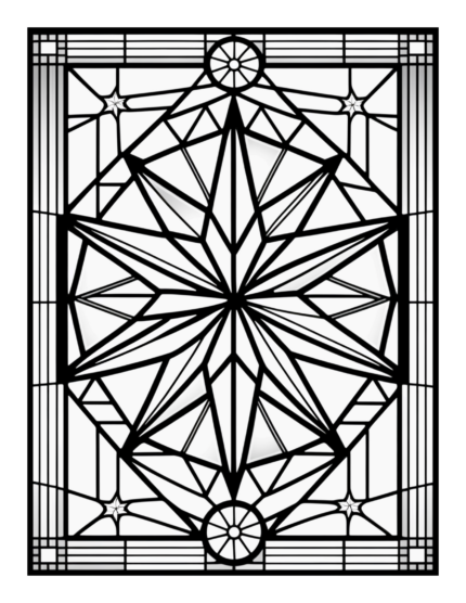 Free Geometric Shapes Stained Glass Coloring Page 13