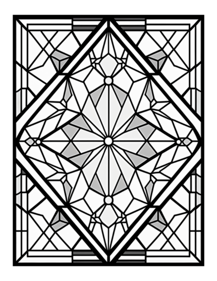 Free Geometric Shapes Stained Glass Coloring Page 15