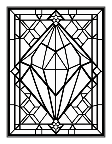 Free Geometric Shapes Stained Glass Coloring Page 17