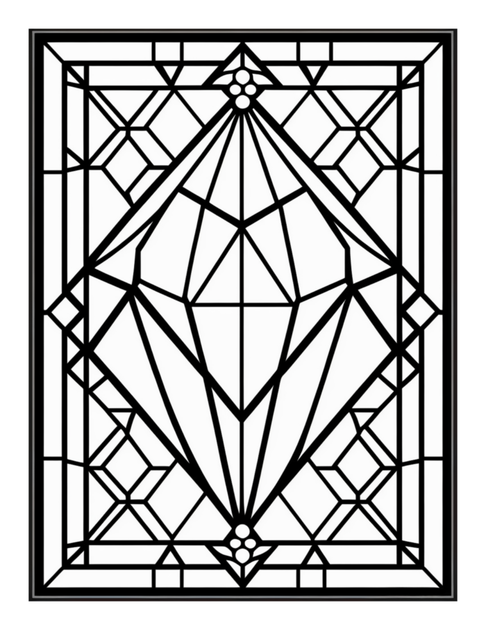 Free Geometric Shapes Stained Glass Coloring Page 17