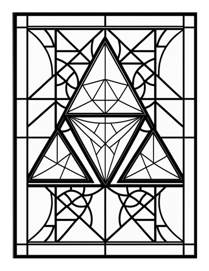 Free Geometric Shapes Stained Glass Coloring Page 21