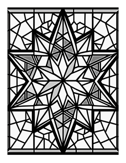 Free Geometric Shapes Stained Glass Coloring Page 23