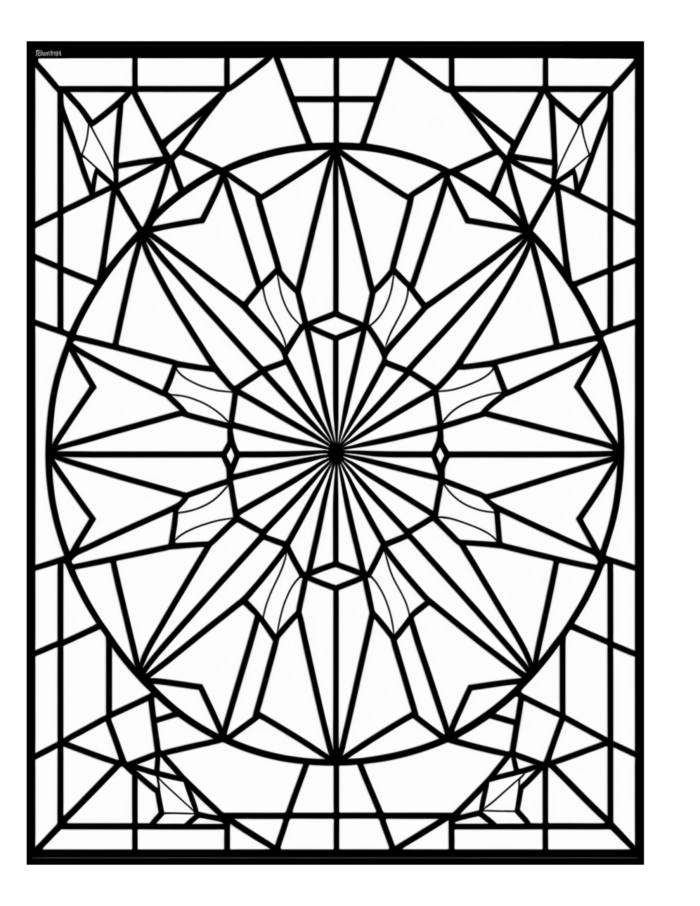 Free Geometric Shapes Stained Glass Coloring Page 25