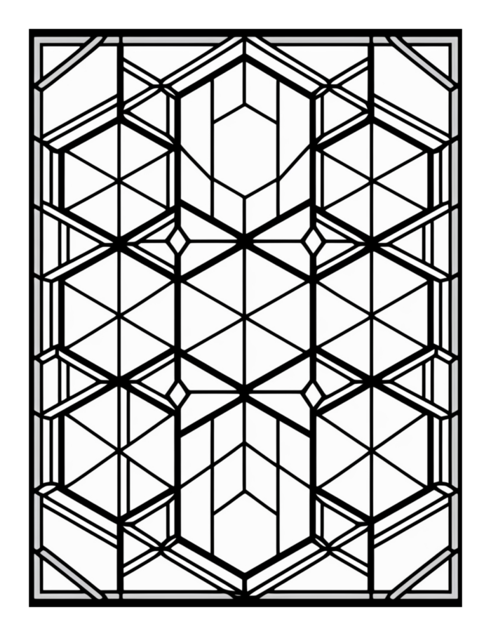 Free Geometric Shapes Stained Glass Coloring Page 27
