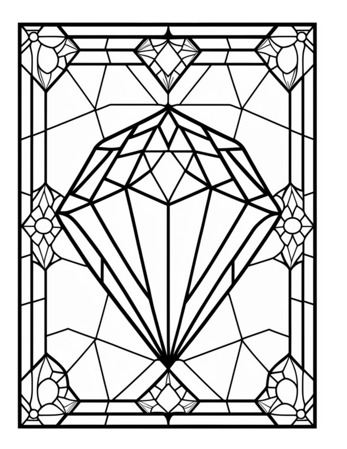 Free Geometric Shapes Stained Glass Coloring Page 29