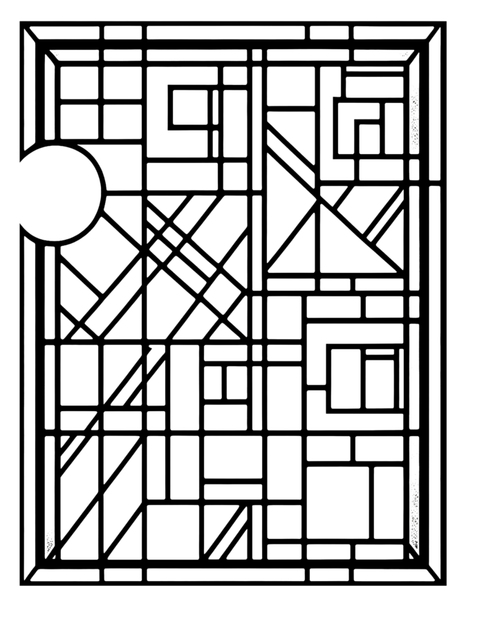 Free Geometric Shapes Stained Glass Coloring Page 3