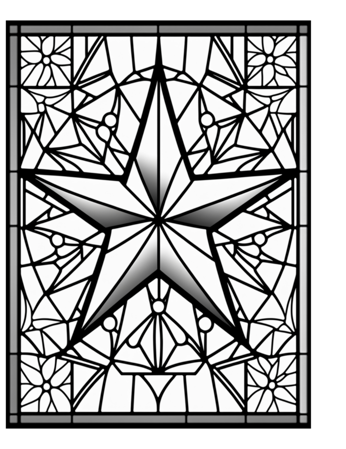 Free Geometric Shapes Stained Glass Coloring Page 33