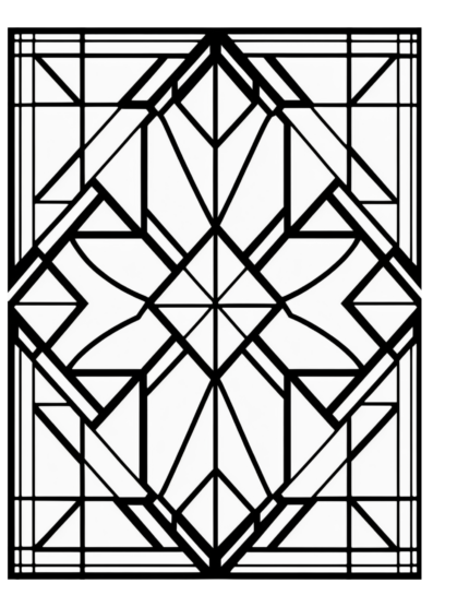 Free Geometric Shapes Stained Glass Coloring Page 35