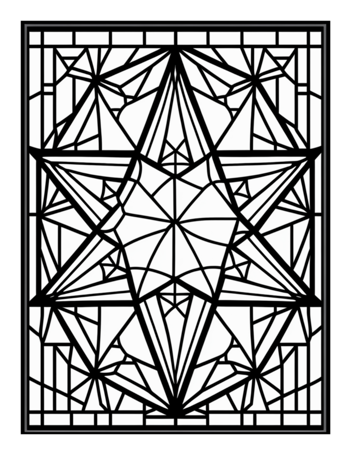 Free Geometric Shapes Stained Glass Coloring Page 41