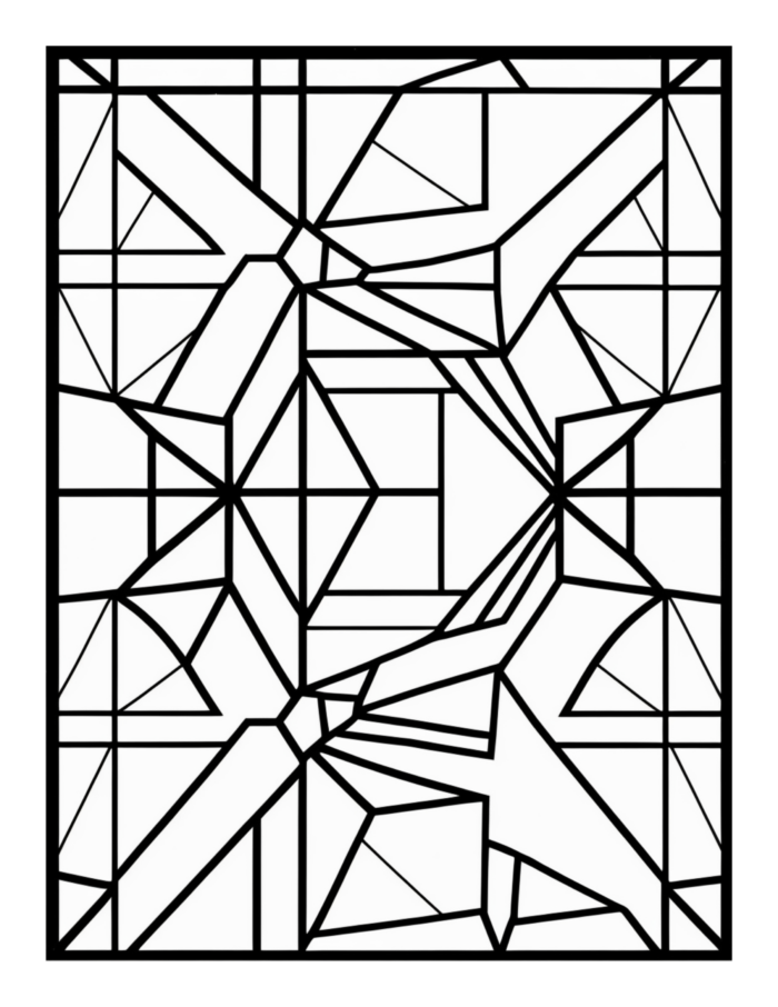 Free Geometric Shapes Stained Glass Coloring Page 43