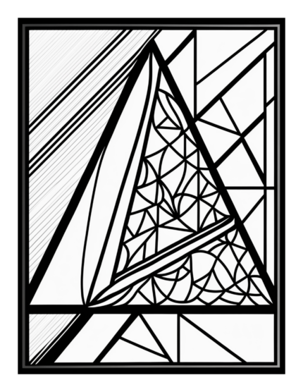 Free Geometric Shapes Stained Glass Coloring Page 45