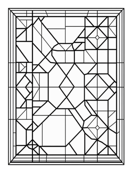Free Geometric Shapes Stained Glass Coloring Page 49