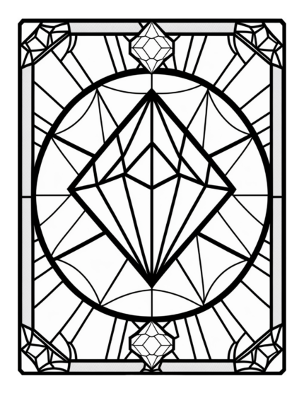 Free Geometric Shapes Stained Glass Coloring Page 5