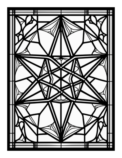 Free Geometric Shapes Stained Glass Coloring Page 51