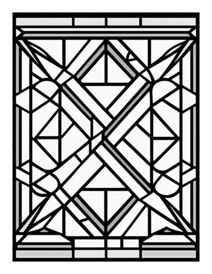 Free Geometric Shapes Stained Glass Coloring Page 55