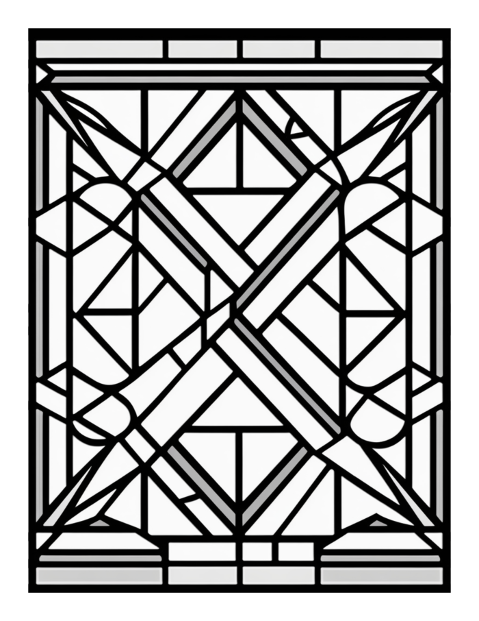 Free Geometric Shapes Stained Glass Coloring Page 55