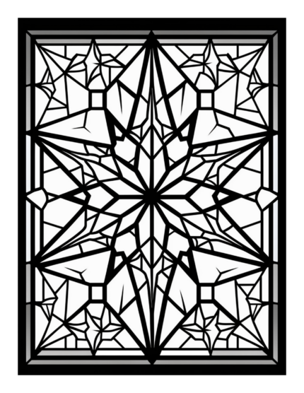 Free Geometric Shapes Stained Glass Coloring Page 57