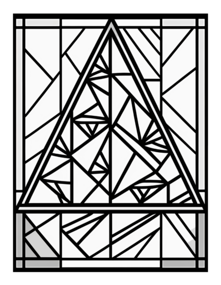 Free Geometric Shapes Stained Glass Coloring Page 59