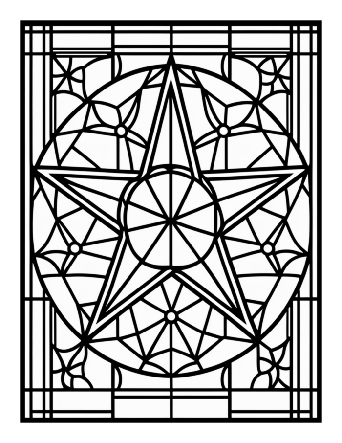 Free Geometric Shapes Stained Glass Coloring Page 61
