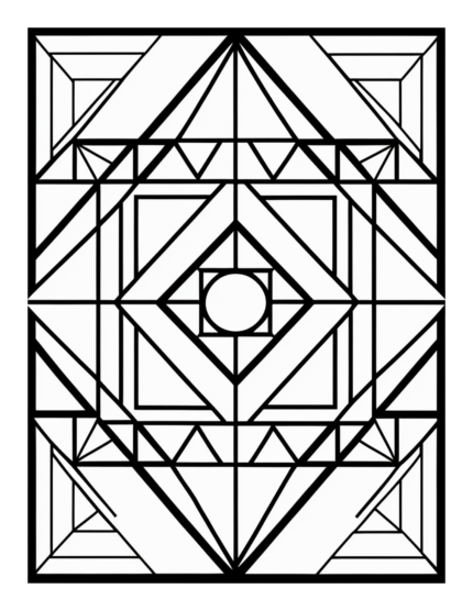 Free Geometric Shapes Stained Glass Coloring Page 65