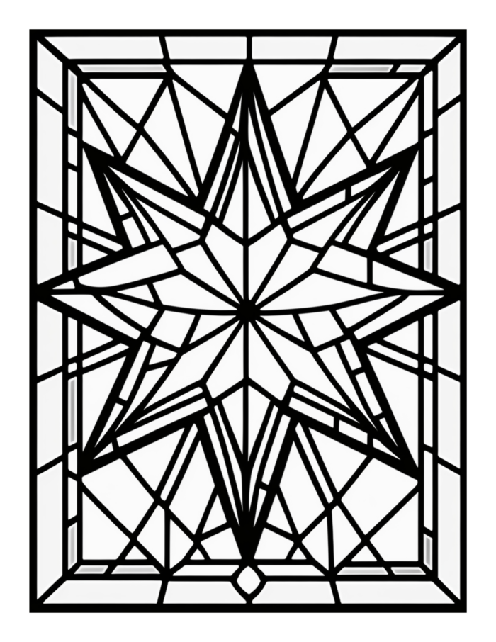 Free Geometric Shapes Stained Glass Coloring Page 67