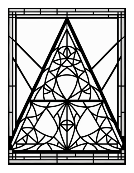 Free Geometric Shapes Stained Glass Coloring Page 69