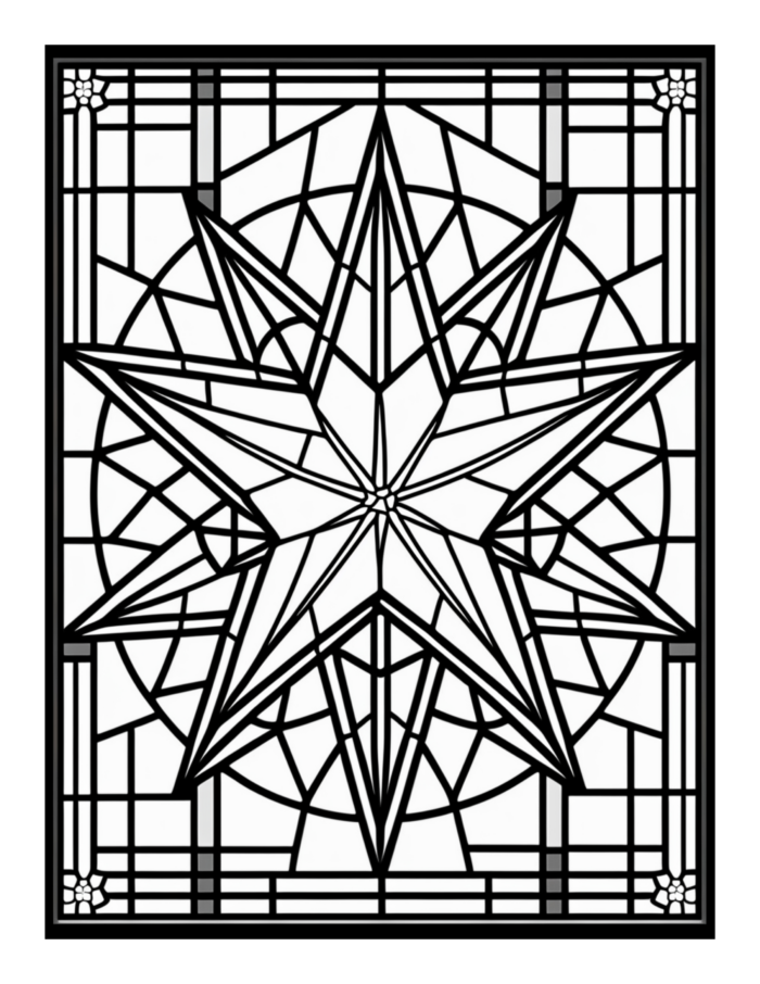Free Geometric Shapes Stained Glass Coloring Page 7