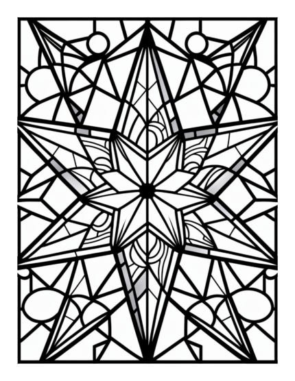 Free Geometric Shapes Stained Glass Coloring Page 71