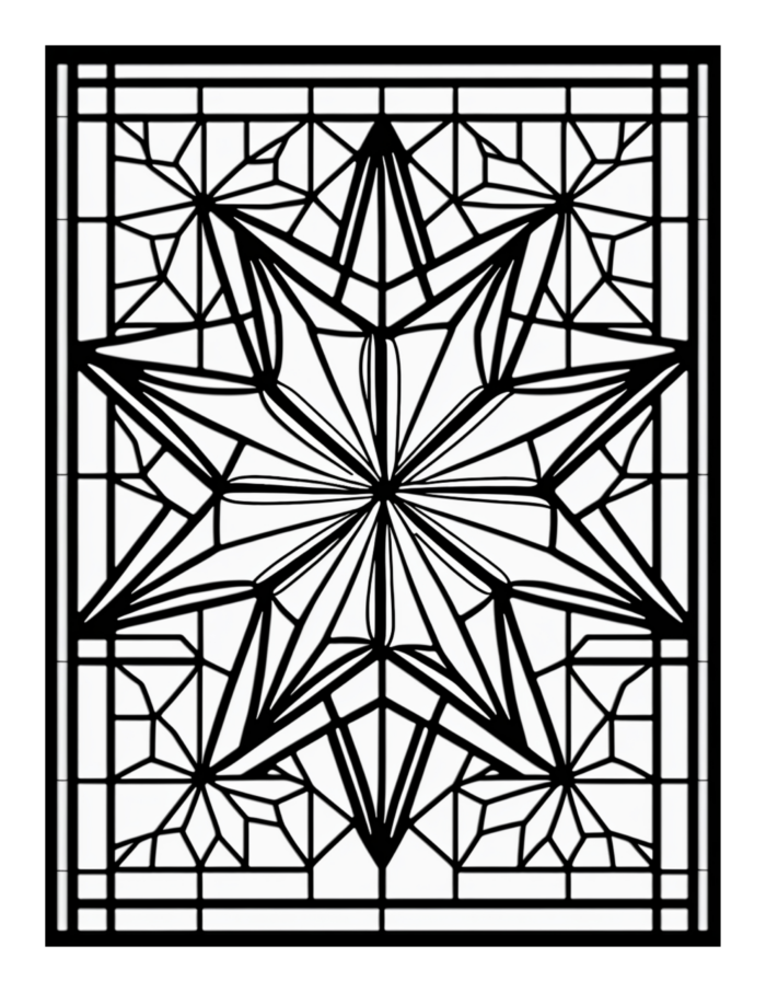 Free Geometric Shapes Stained Glass Coloring Page 77