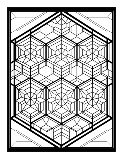 Free Geometric Shapes Stained Glass Coloring Page 79