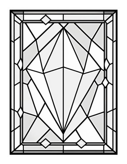Free Geometric Shapes Stained Glass Coloring Page 81