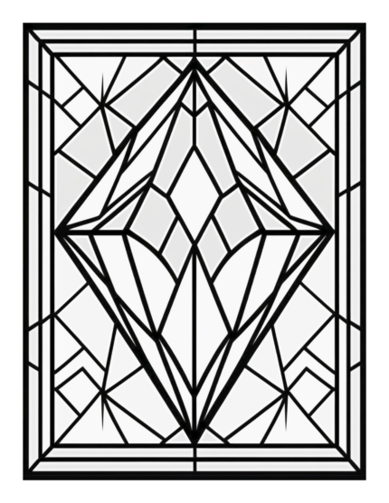 Free Diamond Stained Glass Coloring Page