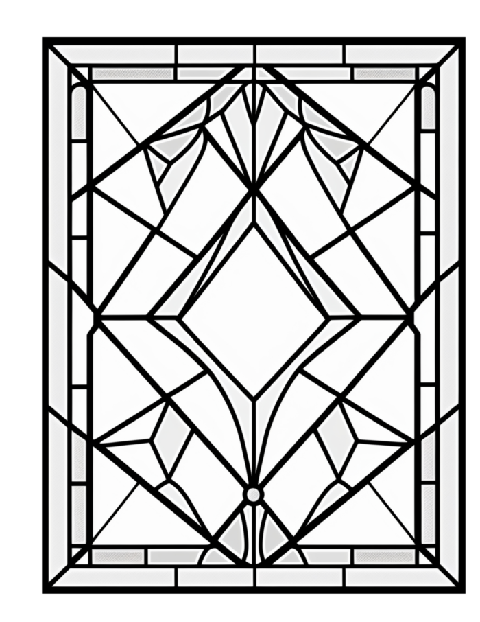 Free Geometric Shapes Stained Glass Coloring Page 9