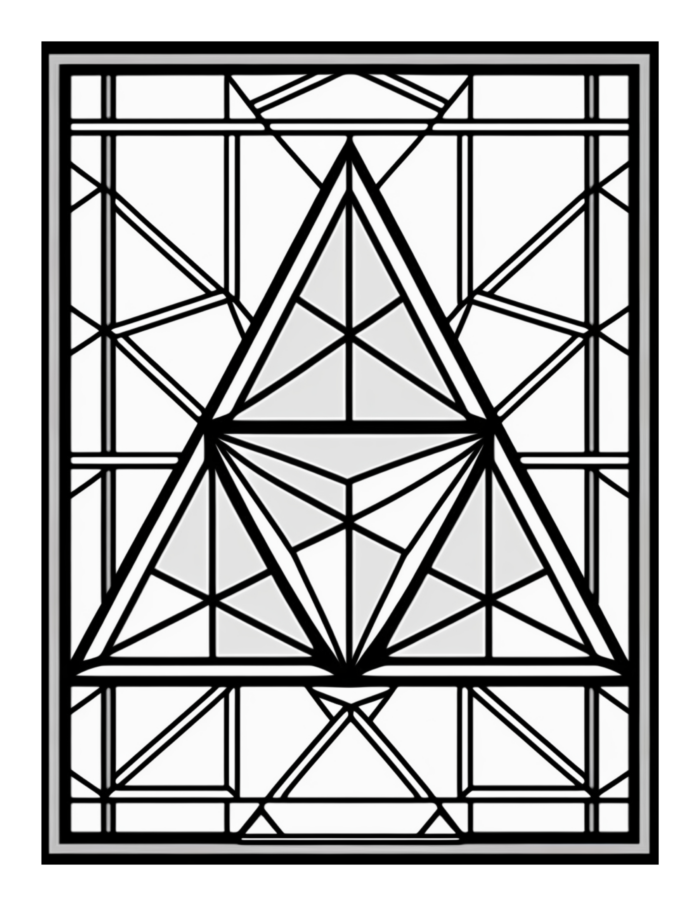 Free Triangle Geometric Stained Glass Coloring Page