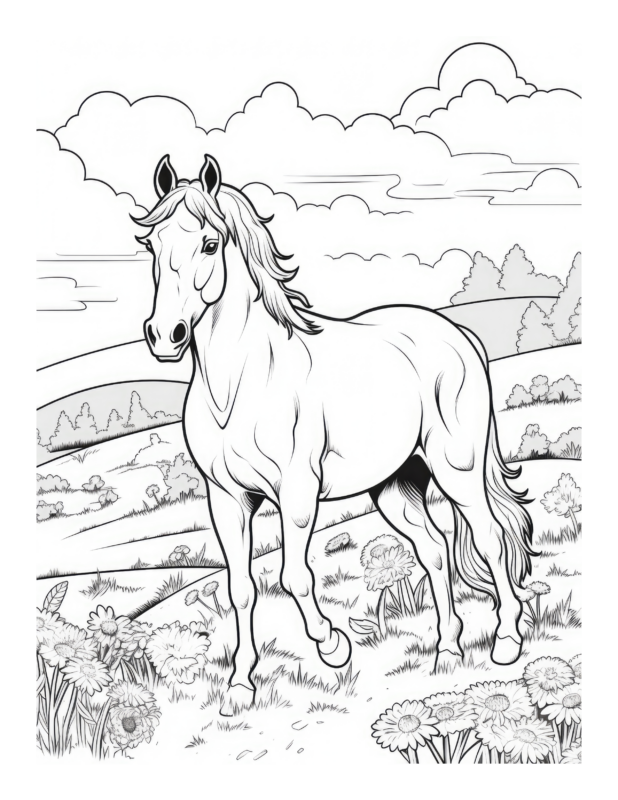 Free Printable Hoofed Harmony - Horse Coloring Page For Kids And Adults