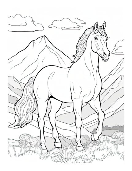 Free Horse Coloring Pages Mountains