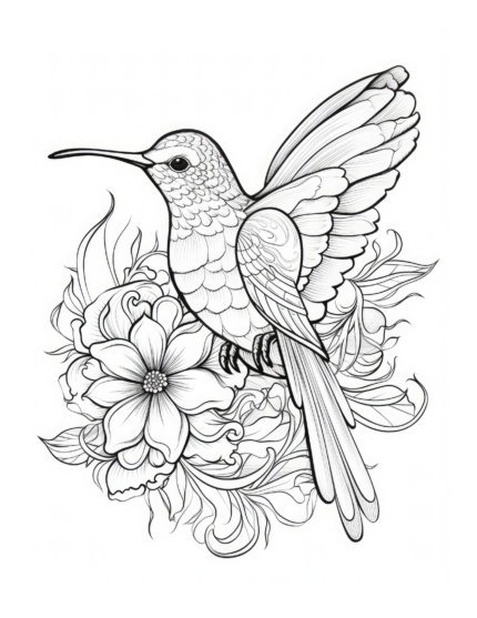 Free Hummingbird and Flower Coloring Page