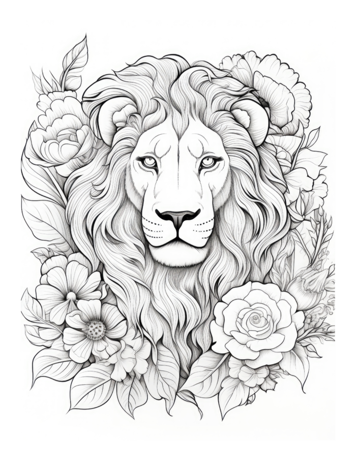 Free Lion's Stare Coloring Page