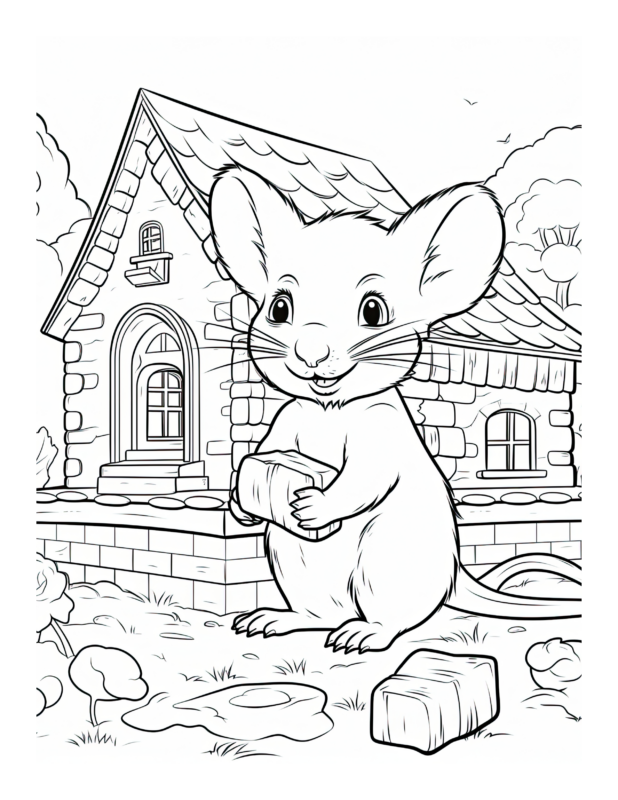 Free Mouse and Cheese Coloring Page