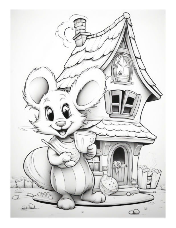 Free Mouse and His House Coloring Page