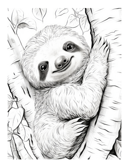 Free Sloth in a Tree Coloring Page
