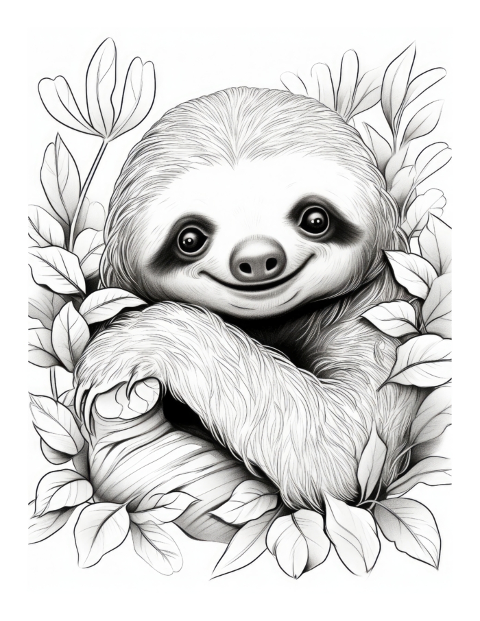 Free Sloth Coloring Page