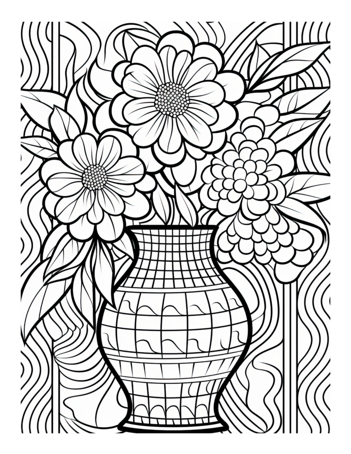Free Vase with Flowers Coloring Page