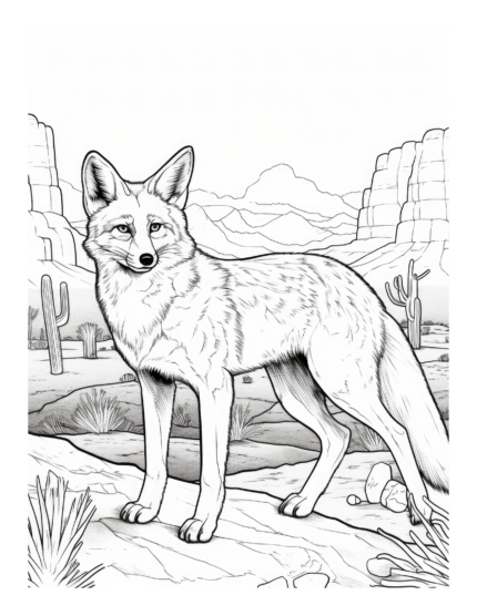 Free Desert Wolf Coloring Page