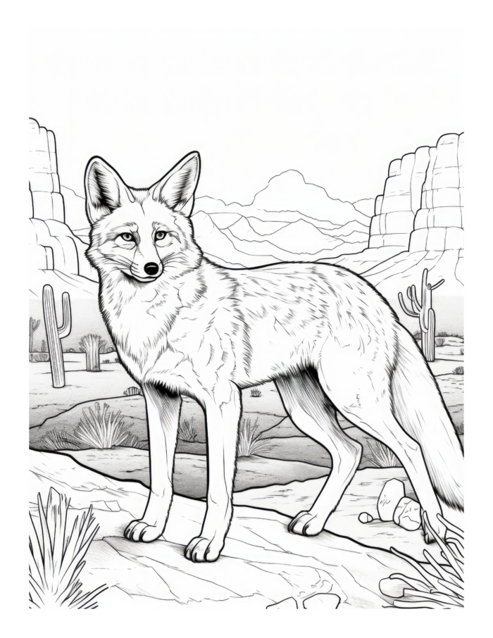 Free Desert Wolf Coloring Page