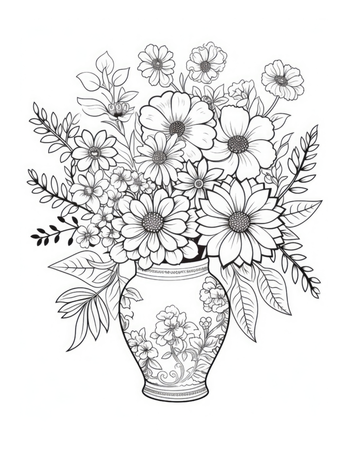 Free flower vase Coloring Page 53