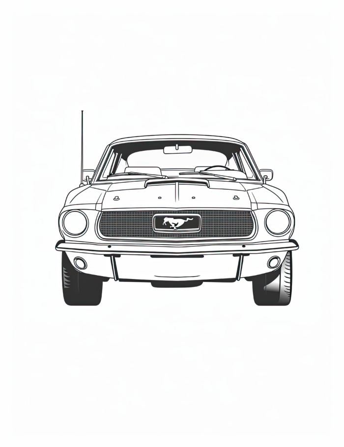 Ford Mustang Front View Coloring Page