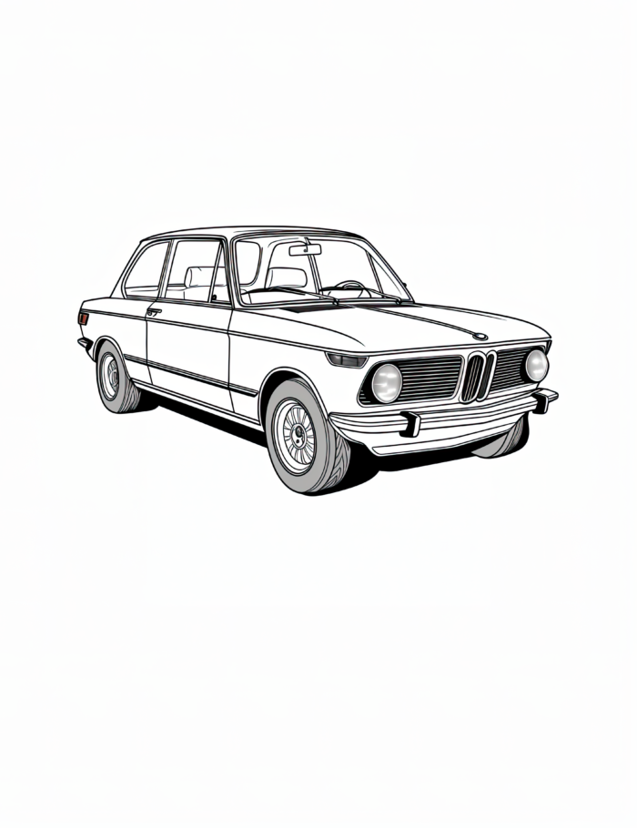 Retro BMW 1800 Free Coloring Page