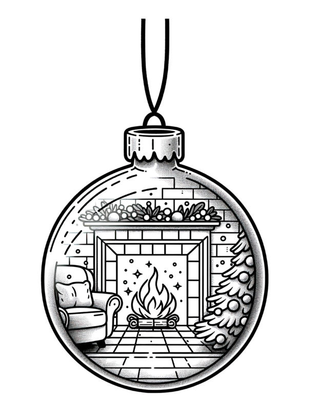 Fireplace Ornament Coloring Page