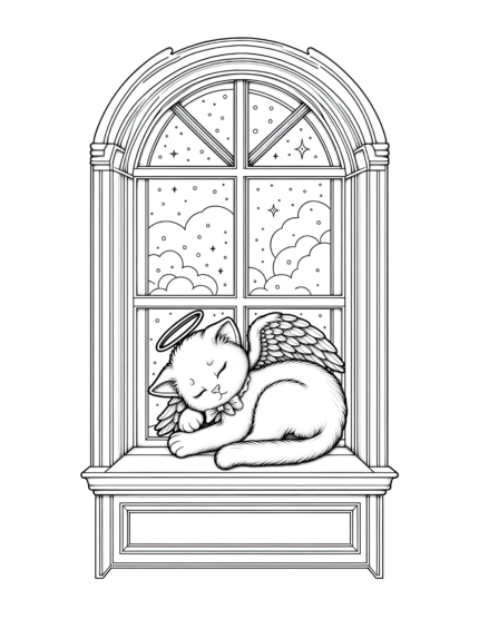 Angel Kitten Coloring Page